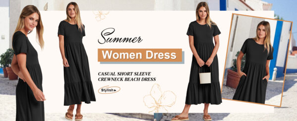 ANRABESS Women Summer Casual Short Sleeve Crewneck Aline Swing Flowy Tiered Shirt Maxi Beach Long Dress 2025 Trendy Outfits at Amazon Women’s Clothing store - Image 10